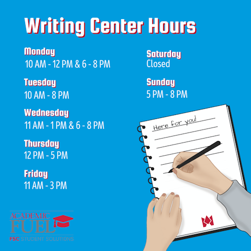 Writing Center Schedule